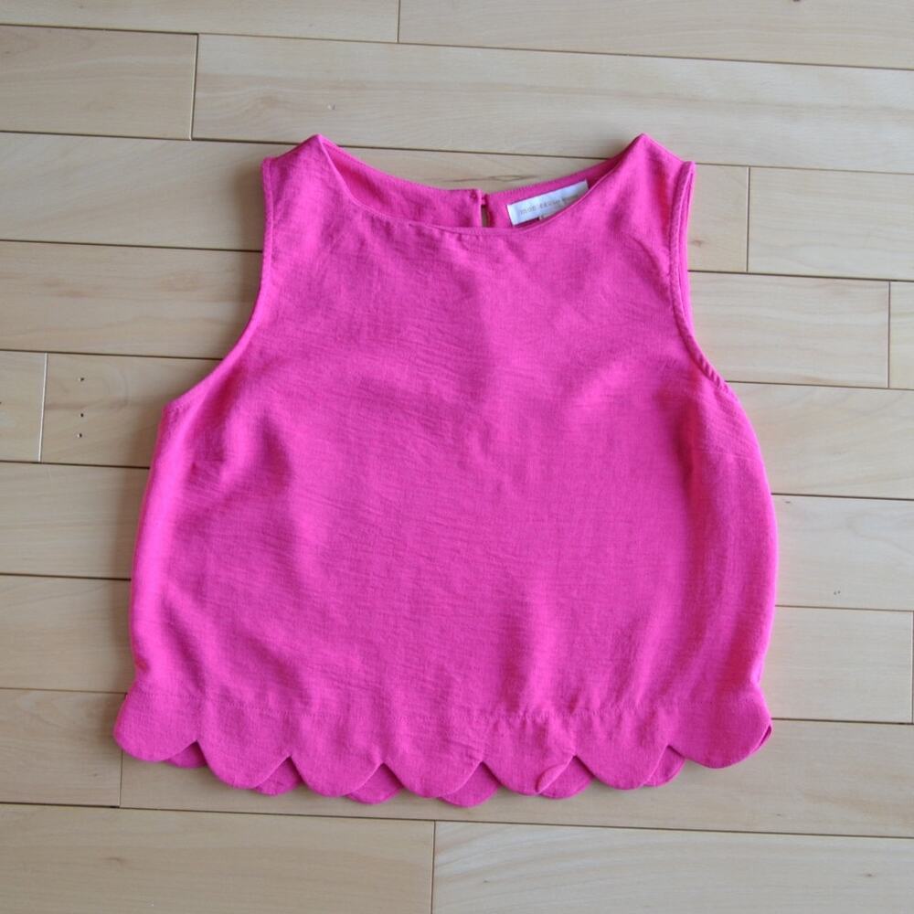 Monteau Pink Tank Top Scalloped Bottom Size Medium